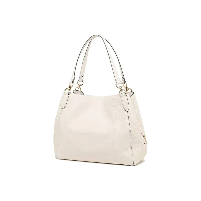 COACH Hallie Canvas Leather Bucket Bag Portable Crossbody Bag Shoulder Bag Large Size Women's Ecru-3