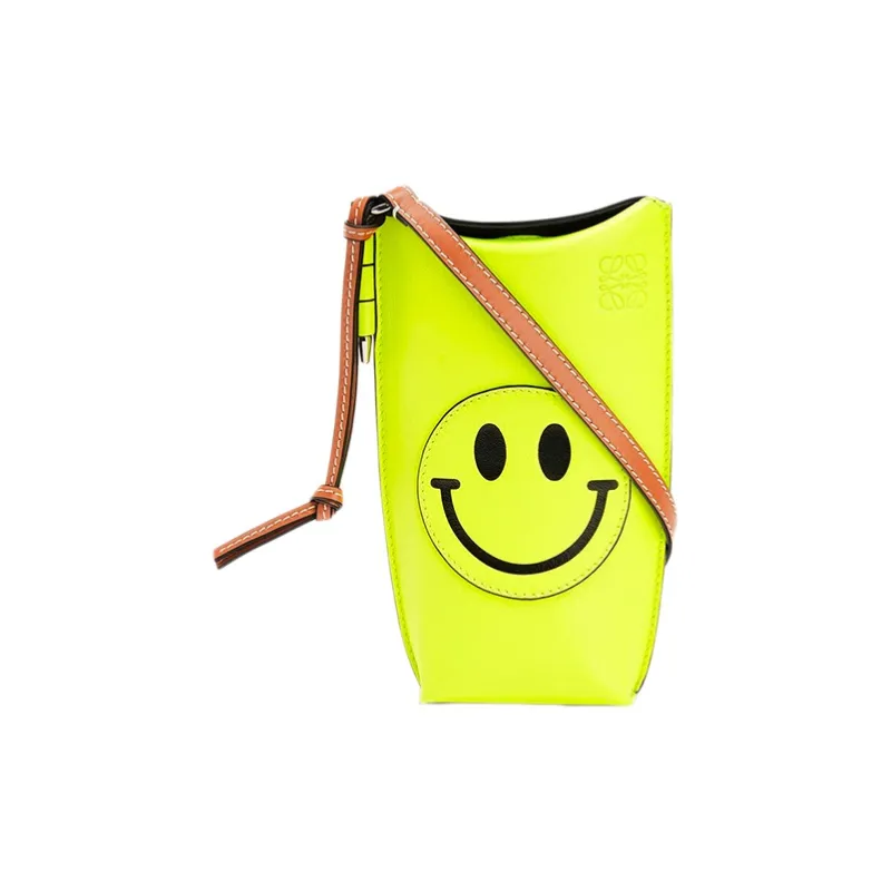 LOEWE Smiley® Collaboration Gate Pocket Calfskin Shoulder Bag Crossbody Bag Women's Yellow/Candy Color-0