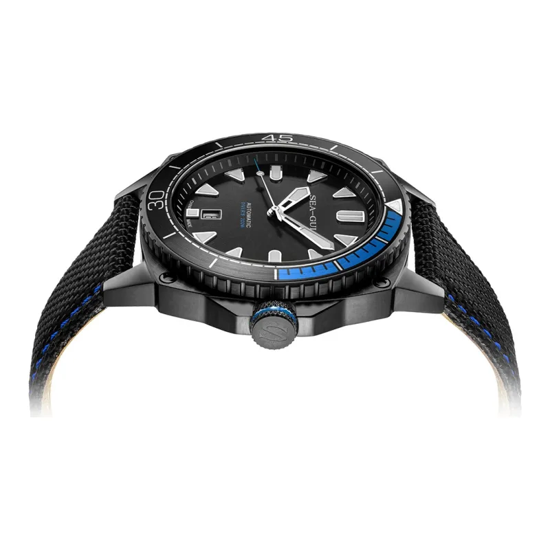 Sea Gull Ocean Automatic Mechanical Movement Nylon Strap Watch Men's Watches Black Dial-3