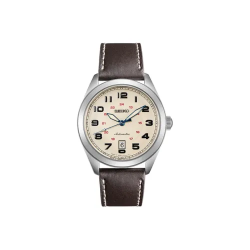 SEIKO Mechanical Collection Automatic Mechanical Movement Leather Watch Bands Watch Men's Watches Yellow Watch Dial