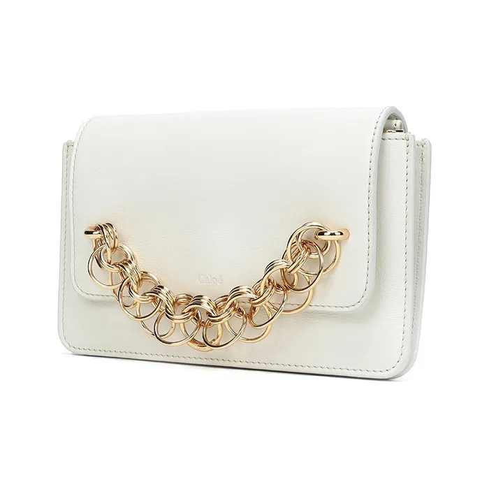 Chloe Cow Leather BIJOU Clutches Crossbody Bag Shoulder Bag Women's Natural White-1
