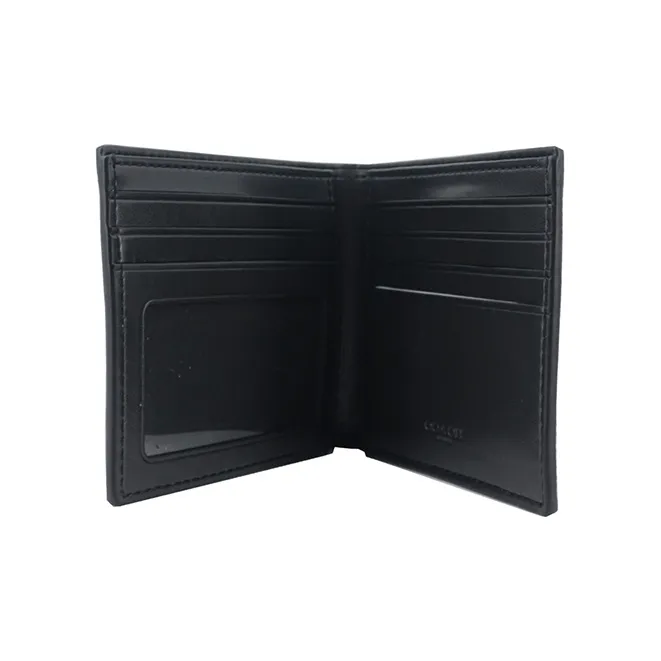 COACH Canvas With PVC Wallet Mini Men's Black Gray Color-3
