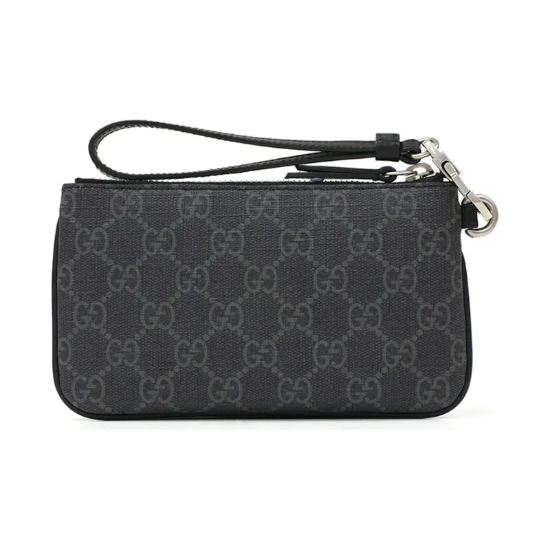 GUCCI Canvas With Leather Coin Purse Clutch Men's Black/Gray Color/Red-2