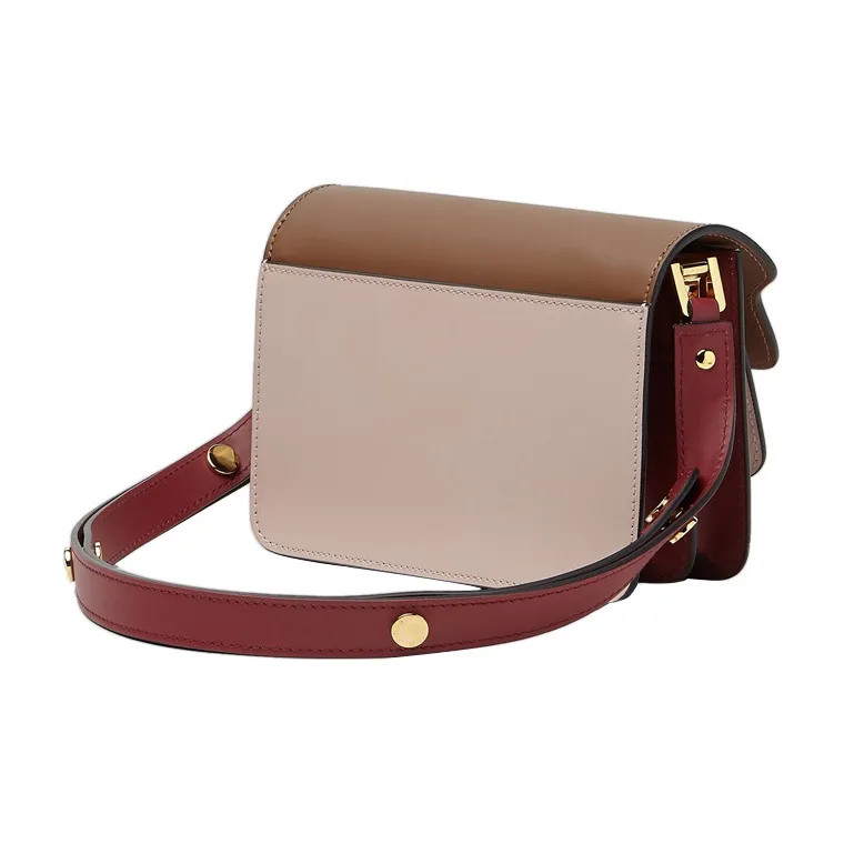 MARNI Trunk Cow Leather Trunk Bag Shoulder Bag Women's Beige White Pink Patchwork-1