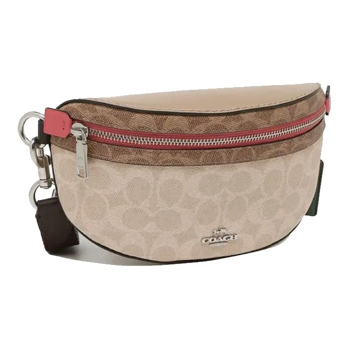 COACH Bethany Artificial Leather Crossbody Bags Fanny Pack Small Size Women's White Khaki Multicolor-1