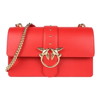 PINKO Cow Leather Shoulder Bag Women's Red