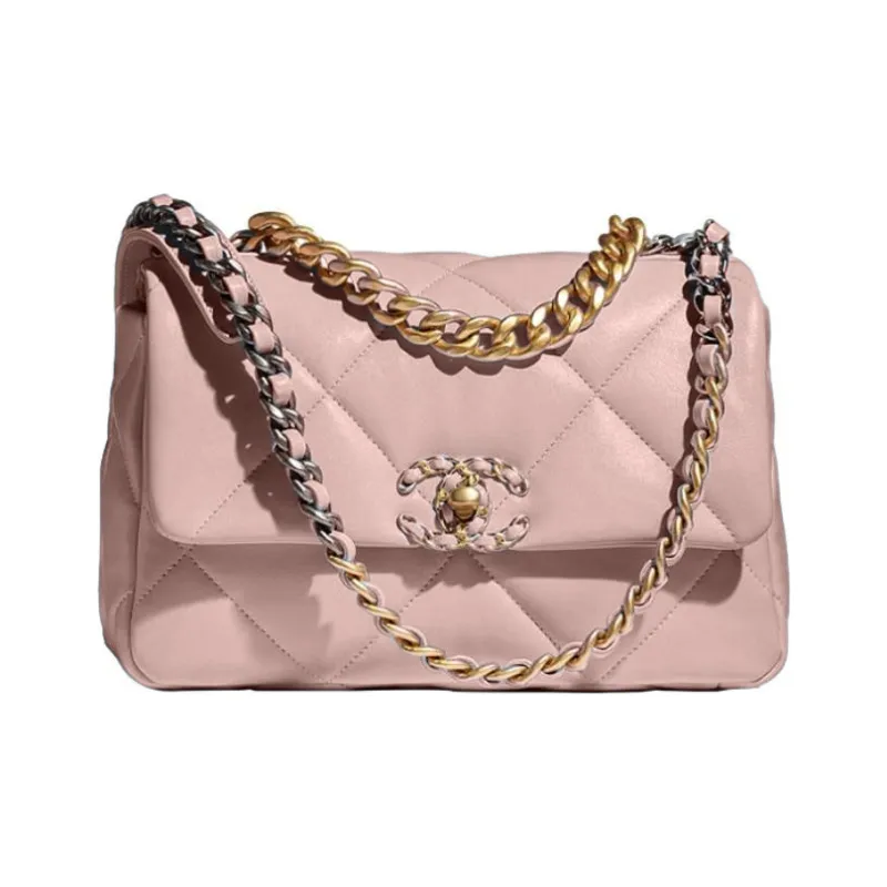 CHANEL 19Bag Sheepskin Flap Bag, Crossbody Bag, Shoulder Bag Women's Pink-0