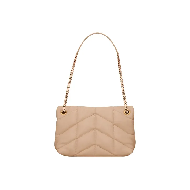SAINT LAURENT PUFFER Sheepskin Cloud Bag Pillow Bag Handbag Shoulder Bag Crossbody Bag Small Size Women's Dark Beige-3