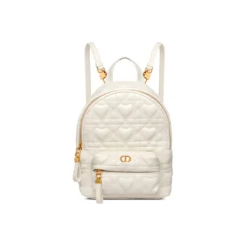 DIOR Sheepskin Backpack Mini Women's White