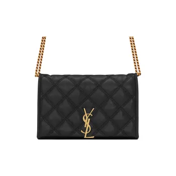 SAINT LAURENT BECKY Lambskin Wallet, Crossbody Bag, Shoulder Bag Women's Black