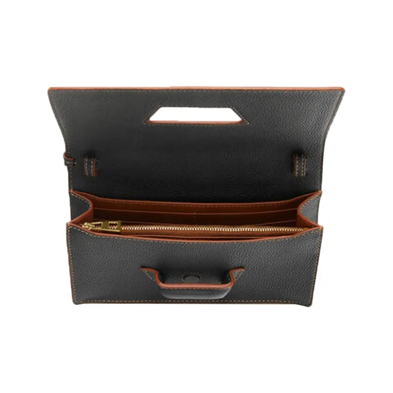 LOEWE Grain Calfskin Shoulder Bag Women's Black-3