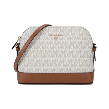 MICHAEL KORS Jet Set CharmJet Set Leather Dome Bag Crossbody Bag Large Size Women's Vanilla White