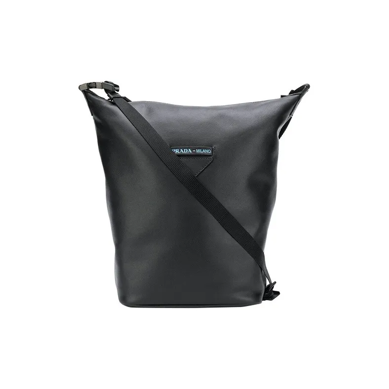 PRADA Cow Leather Bucket Bags Shoulder Bag Crossbody Bag Women's Black-0