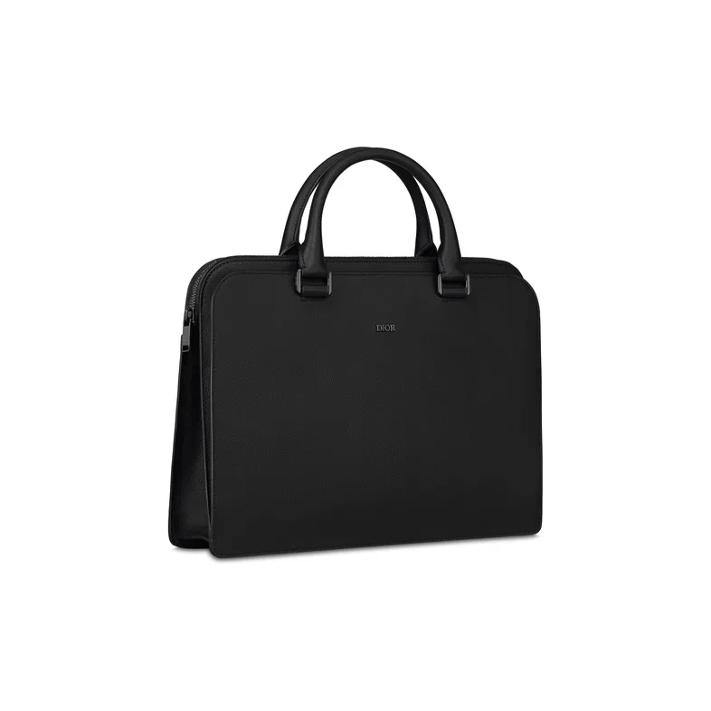 DIOR Grained Calfskin Briefcases Handbags Men's Black-1