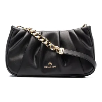 MICHAEL KORS Hannah Leather Shoulder Bag, Crossbody Bag Trumpets Women's Pure Black