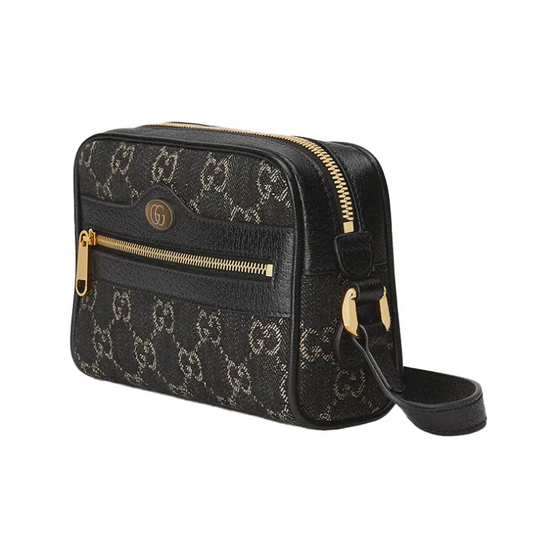 GUCCI Ophidia Denim Camera Bag, Crossbody Handbag, Shoulder Bag Women's Black-1