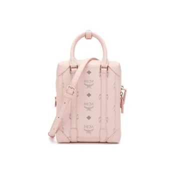 MCM Soft Berlin Visetos Cow Leather Pillow Bag Handbag Shoulder Bag Crossbody Bag Small Size Women's Pink