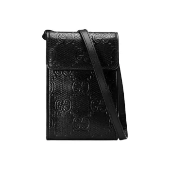 GUCCI Leather Crossbody Bags Shoulder Bags Unisex Black