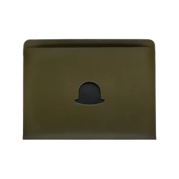 Delvau Cow Leather Clutch Men's Khaki And Black
