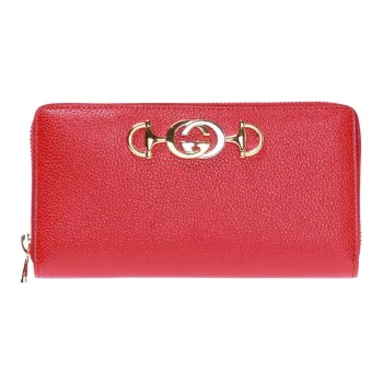 GUCCI Zumi Leather Clutches Wallet Women's Red
