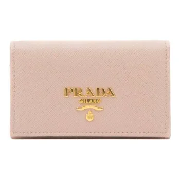 PRADA Saffiano Leather Card Holder Wallet Women's Pink