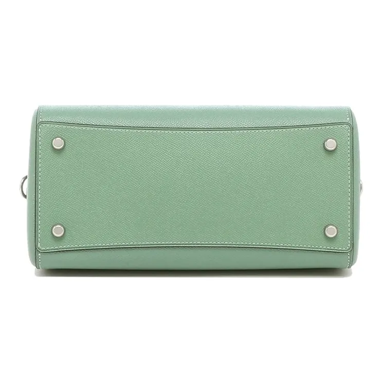 COACH Rowan Leather Boston Bag, One Shoulder, Crossbody, Handbag Crossbody Bag Medium Size Women's Pea Green-4