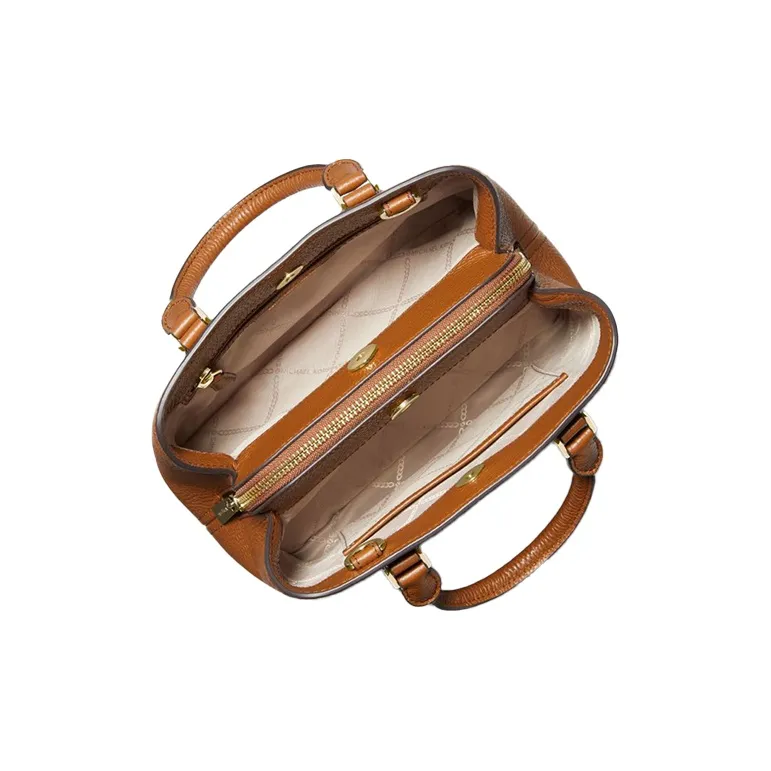 MICHAEL KORS MK Camille Cow Leather Litchi Grain Shoulder Bag, Crossbody Bag, Handbag Trumpets Women's Caramel Brown-1