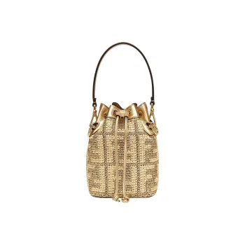 FENDI Cotton Shoulder Bag, Crossbody Bag, Handbag Mini Women's Beige/Gold