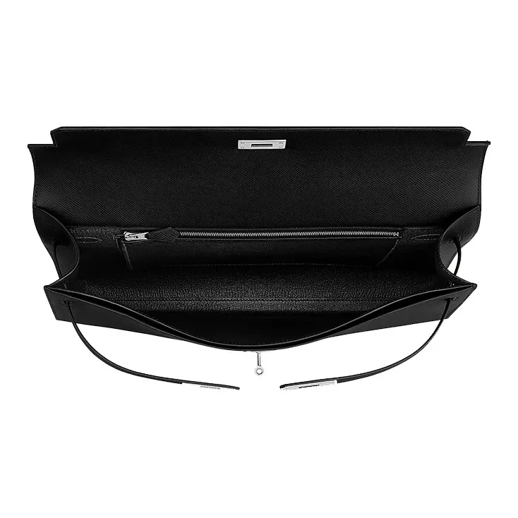 HERMES Kelly Depeches Epsom Leather Business Bag Handbag Men's Noir Black-3