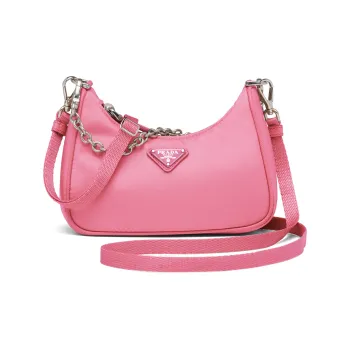 PRADA HoboRe-Edition Nylon One Shoulder Handbag Women's Autumn Begonia Pink