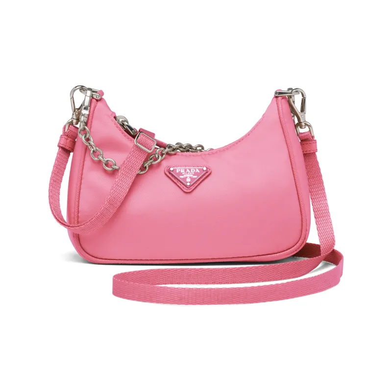PRADA HoboRe-Edition Nylon One Shoulder Handbag Women's Autumn Begonia Pink-0