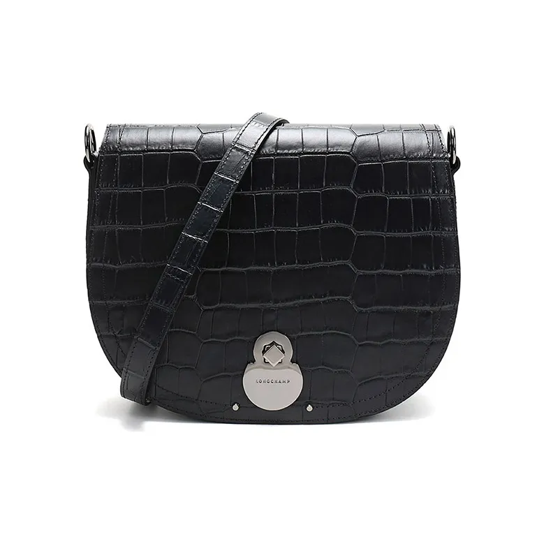 LONGCHAMP Le Pliage Cow Leather Messenger Bag Shoulder Bag Crossbody Bag Women's Black-0