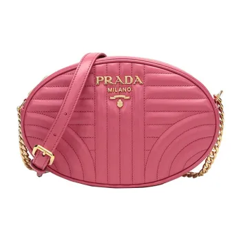 PRADA Cow Leather Crossbody Bag Shoulder Bag Women's Pink Peony