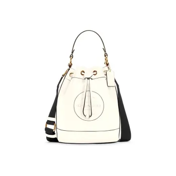 COACH Dempsey Cow Leather Bucket Bags Crossbody One Shoulder Handbags Small Size Women's White