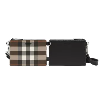 Burberry Canvas Storage Bag Shoulder Bag Clutch Crossbody Bag Men's Dark Birch Brown
