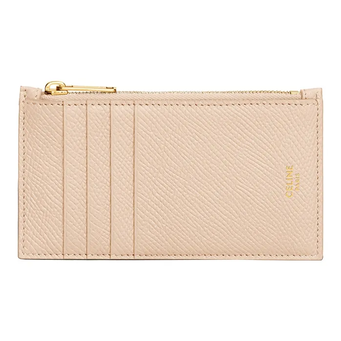 CELINE Cow Leather Coin Purses Card Holders Women's Nude Pink-0