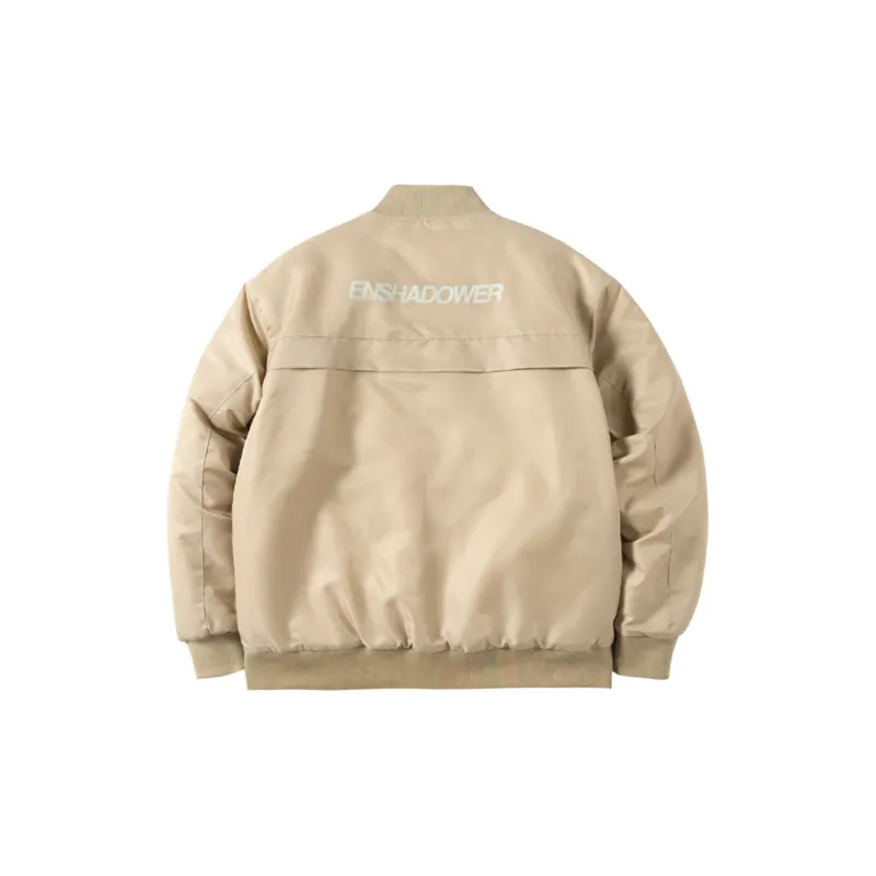 ENSHADOWER Solid Color Baseball Collar Loose Fit Puffer Jacket Unisex-5