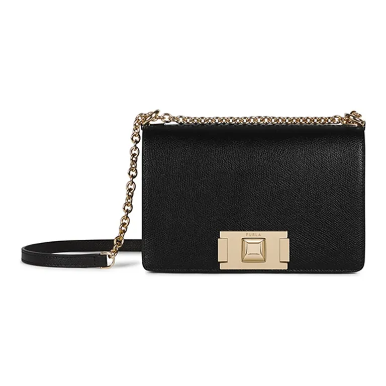 Furla Mimi Collection Cow Leather Shoulder Bag, Crossbody Bag Mini Women's Black-0