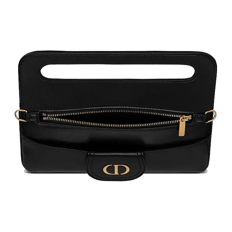 DIOR D Bubble Collection Smooth Cow Leather Handbag Shoulder Bag Women's Black-4