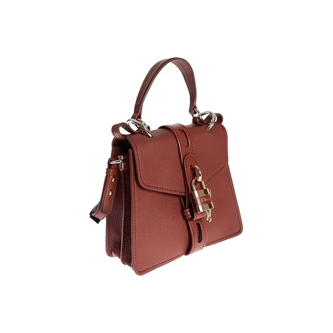 Chloe Grain Leather Handbag, Shoulder Bag Small Size Women's Tan-1