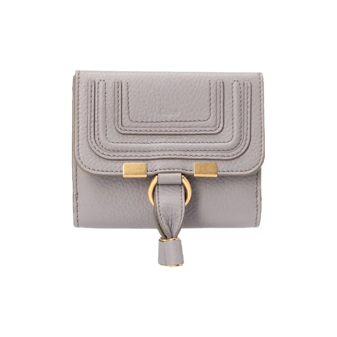 Chloe Marcie Calfskin Wallet Small Size Women's Gray-0