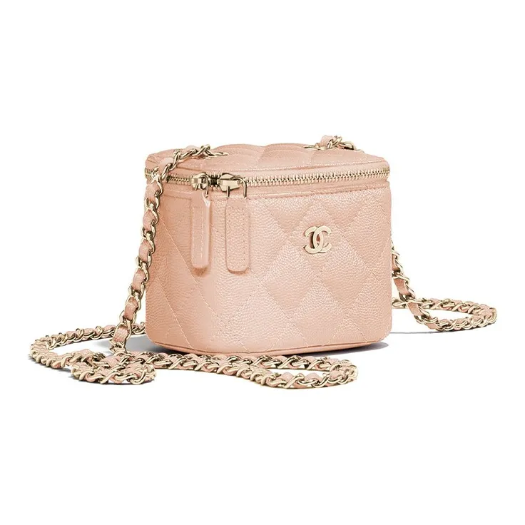 CHANEL 22c Early Spring Cow Leather Small Box Crossbody Bag, Shoulder Bag Women's Nude-1
