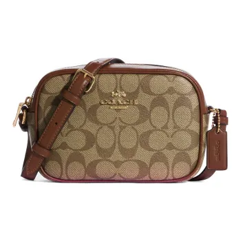 COACH Camera Coated Canvas With Leather Camera Bag Shoulder Bag Crossbody Bag Small Size Women's Brown Monogram