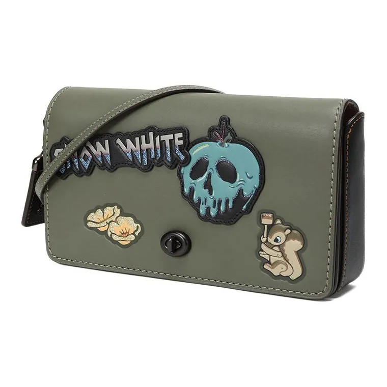 COACH Disney Snow White Collaboration Dinky Leather Shoulder Bag Crossbody Bag Medium Size Women's Army Green-1
