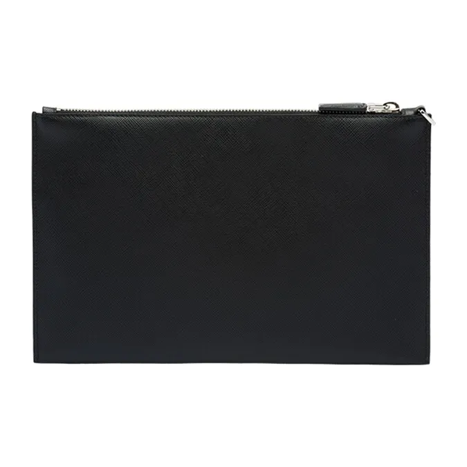 PRADA Saffiano Leather Toiletry Bags Storage Bags Clutch Medium Size Men's Black-1