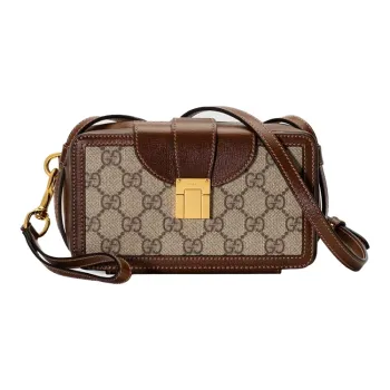 GUCCI Canvas With Leather Canvas Bag, Small Square Bag, Box Bag, Cell Phone Pouch, Crossbody Bag, Shoulder Bag Unisex