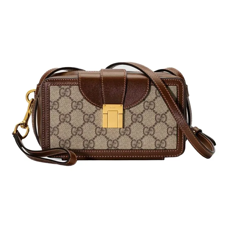 GUCCI Canvas With Leather Canvas Bag, Small Square Bag, Box Bag, Cell Phone Pouch, Crossbody Bag, Shoulder Bag Unisex-0