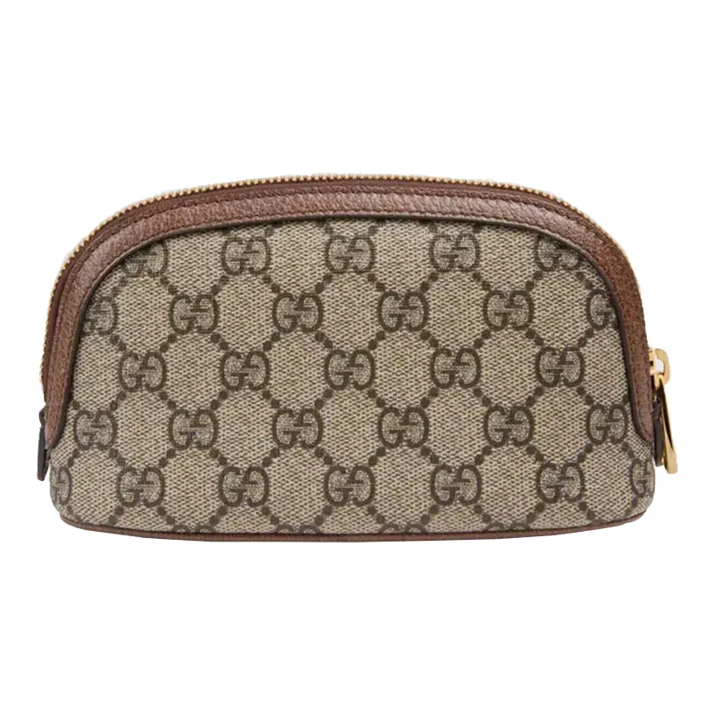 GUCCI Ophidia Canvas With Leather Clutch, Toiletry Bag, Makeup Bag Tubas Women's Ebony/Brown-2