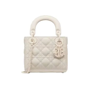 DIOR Lady Dior Matte Cow Leather Lady Dior Bag, Handbag, Shoulder Bag, Crossbody Bag Mini Women's Milk White