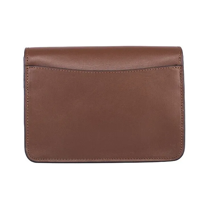 COACH Bowery Canvas With Leather Small Square Bag, Chain Bag, Shoulder Bag, Crossbody Bag Small Size Women's Brown-2